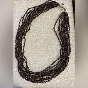 SILPADA N1815 12 Strand Brown Bronze Seed Beads Necklace Sterling Clasp